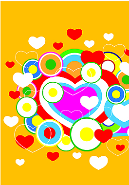 彩色爱心和圆圈背景素材