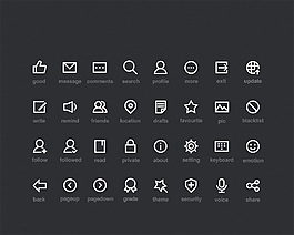 白色线条矢量icon图标设计