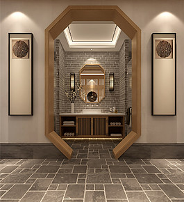 中式室内卫生间大门设计图