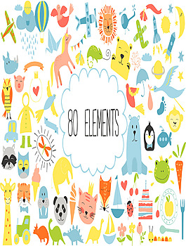 可爱微笑动物矢量素材