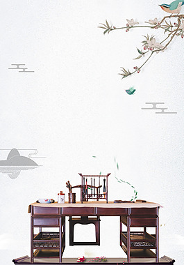 中国风水墨书案背景