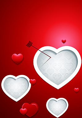红色爱心上的箭头背景素材