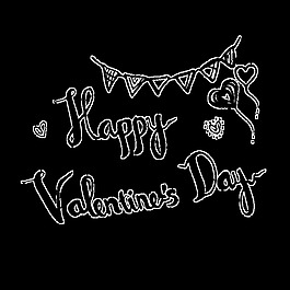 黑白手绘英文爱情矢量素材