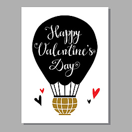 手绘英文情人节矢量素材