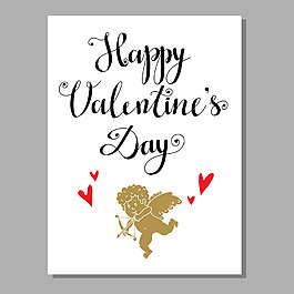 手绘英文情人节矢量素材