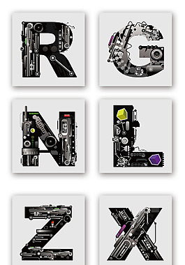 黑色字母科技商务装饰素材