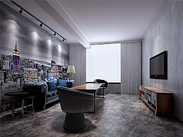 现代时尚售楼处会议室室内工装效果图