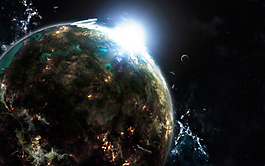 黑色科技行星唯美星空背景