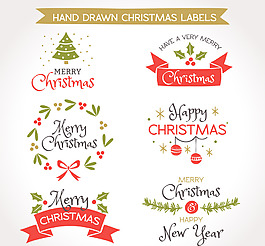 复古圣诞元素标签设计