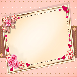 浪漫花朵卡片粉色背景