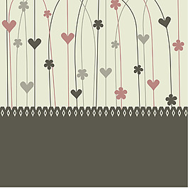 手绘心形小草褐色背景