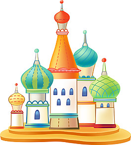 彩色卡通城堡图案元素