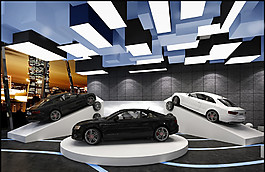 科技简约展厅效果图