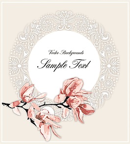 水墨桃花背景矢量素材