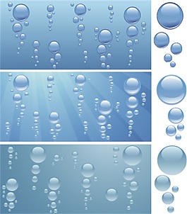 蓝色水珠立体矢量素材