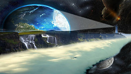 大气灯光星球背景