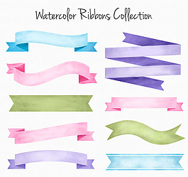 9款水彩绘空白条幅矢量图