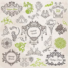 手绘花纹图腾卡通矢量素材