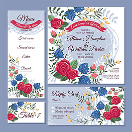 手绘花朵英文卡通矢量素材