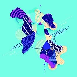 蓝色几何科技抽象背景素材