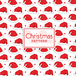 矢量圣诞帽子图案背景