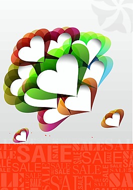 简约心形折纸背景模版