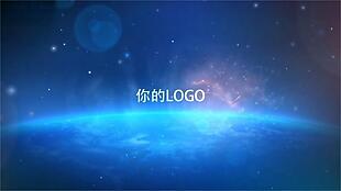 蓝色宇宙星空科技logo标志展示Pr模板