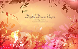 时尚梦幻花纹背景矢量素材