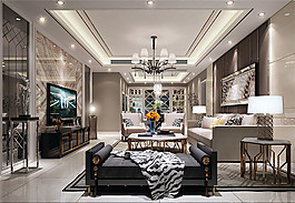 现代欧式客厅装修效果图