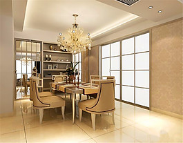 130平米样板房欧式风格餐厅装修效果图