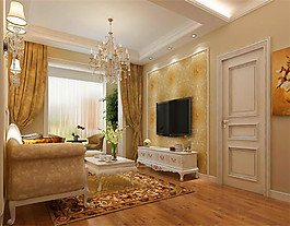 104平米房子欧式客厅电视背景墙效果图