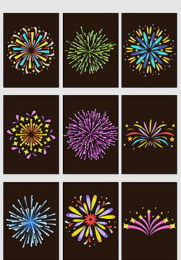 卡通彩色新年烟花元素