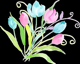 求婚水彩花卉透明素材