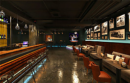 时尚复古休闲餐厅装修实景图