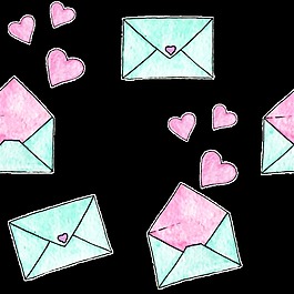 爱情信封卡通透明素材