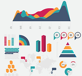 彩色扁平数据图表