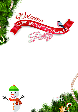 圣诞树雪人海报背景素材