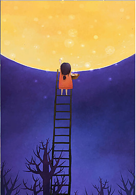 浪漫夜晚月亮背景