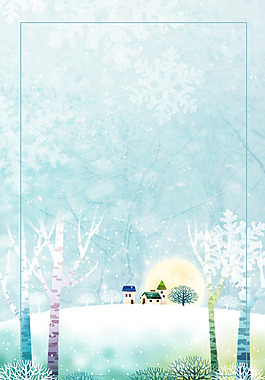 浪漫雪花月光背景