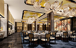 中式酒店餐厅效果图