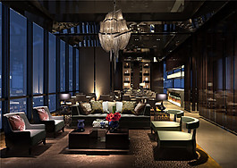 深色调酒店餐厅效果图