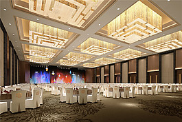 现代时尚酒店方形水晶灯工装装修效果图