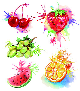 水彩水果矢量素材
