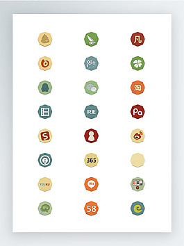 多边形社交媒体图标集