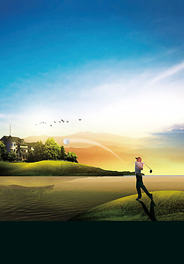 小清新休闲高尔夫背景