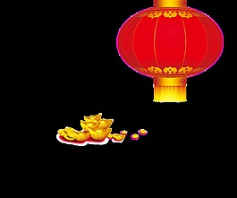灯笼与元宝装饰图案