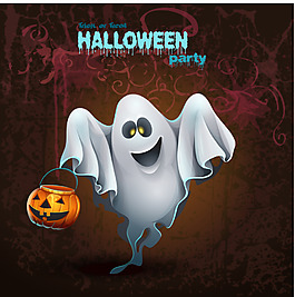 可爱卡通万圣节怪物插画