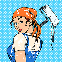 趣味女性油漆工插画