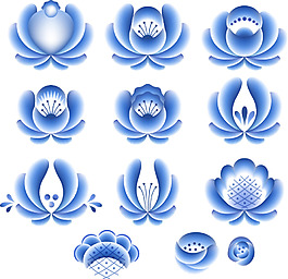 蓝色简约青花瓷装饰图案