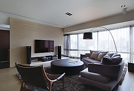 简约深色调客厅装修效果图